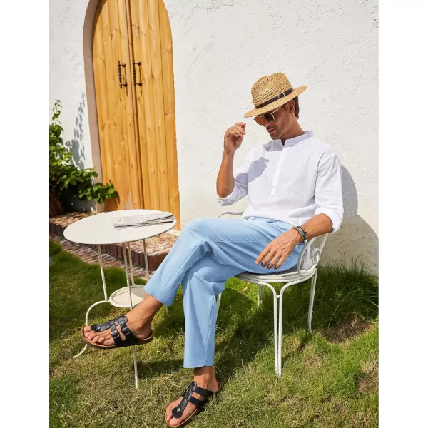 COOFANDY Mens Linen Casual Pants Elastic Waist Drawstring Trousers Yoga Beach Summer Pants