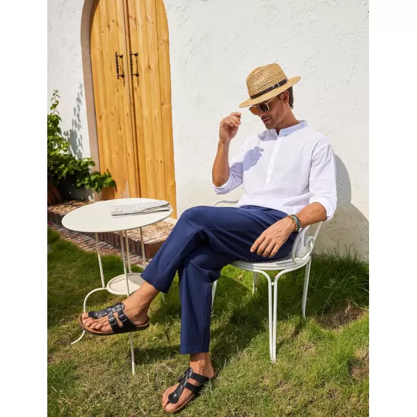 COOFANDY Mens Linen Casual Pants Elastic Waist Drawstring Trousers Yoga Beach Summer Pants