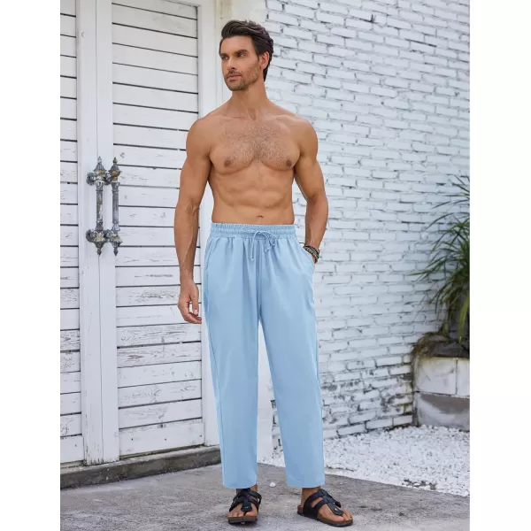 COOFANDY Mens Linen Casual Pants Elastic Waist Drawstring Trousers Yoga Beach Summer Pants