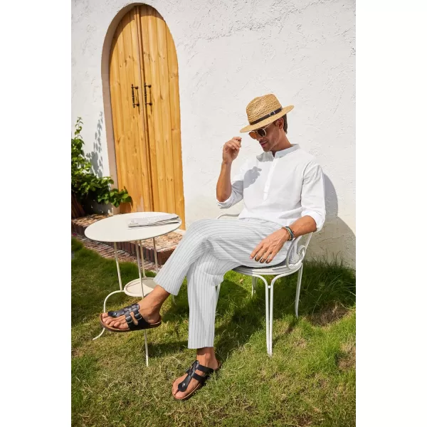 COOFANDY Mens Linen Casual Pants Elastic Waist Drawstring Trousers Yoga Beach Summer Pants)