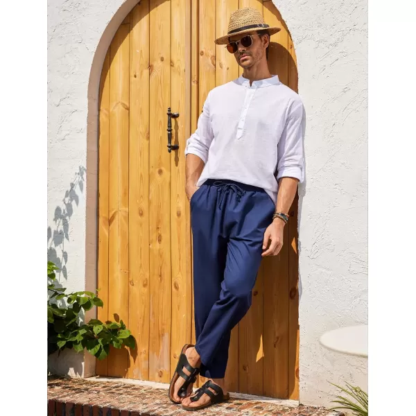 COOFANDY Mens Linen Casual Pants Elastic Waist Drawstring Trousers Yoga Beach Summer Pants
