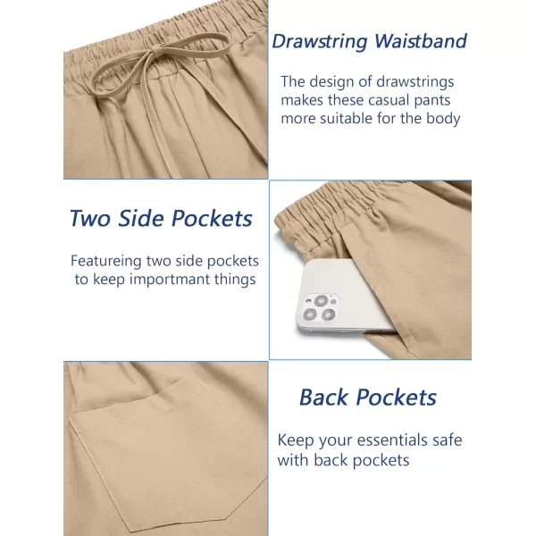 COOFANDY Mens Linen Casual Pants Elastic Waist Drawstring Trousers Yoga Beach Summer Pants