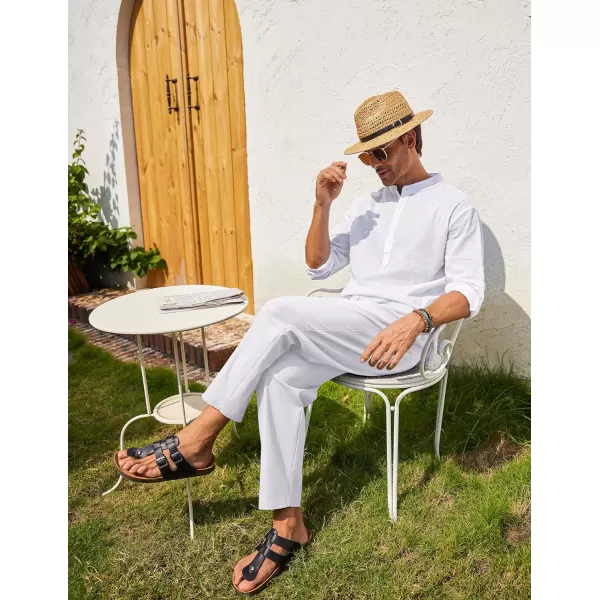 COOFANDY Mens Linen Casual Pants Elastic Waist Drawstring Trousers Yoga Beach Summer Pants