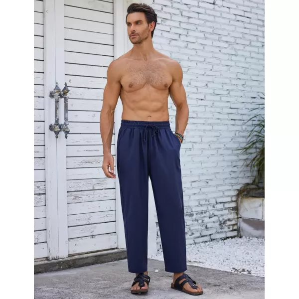 COOFANDY Mens Linen Casual Pants Elastic Waist Drawstring Trousers Yoga Beach Summer Pants