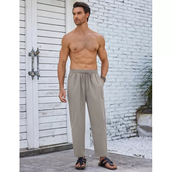 COOFANDY Mens Linen Casual Pants Elastic Waist Drawstring Trousers Yoga Beach Summer Pants