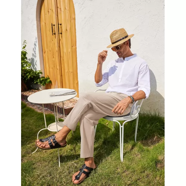 COOFANDY Mens Linen Casual Pants Elastic Waist Drawstring Trousers Yoga Beach Summer Pants