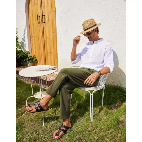 COOFANDY Mens Linen Casual Pants Elastic Waist Drawstring Trousers Yoga Beach Summer Pants