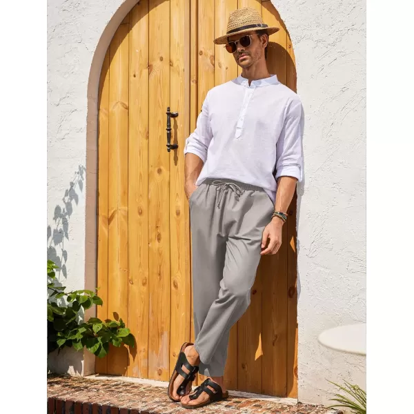 COOFANDY Mens Linen Casual Pants Elastic Waist Drawstring Trousers Yoga Beach Summer Pants