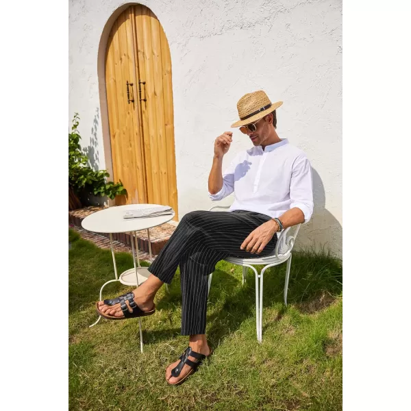 COOFANDY Mens Linen Casual Pants Elastic Waist Drawstring Trousers Yoga Beach Summer Pants)