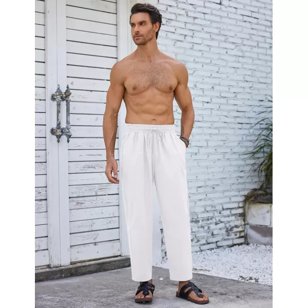 COOFANDY Mens Linen Casual Pants Elastic Waist Drawstring Trousers Yoga Beach Summer Pants