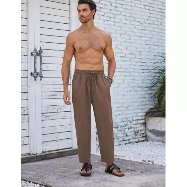 COOFANDY Mens Linen Casual Pants Elastic Waist Drawstring Trousers Yoga Beach Summer Pants