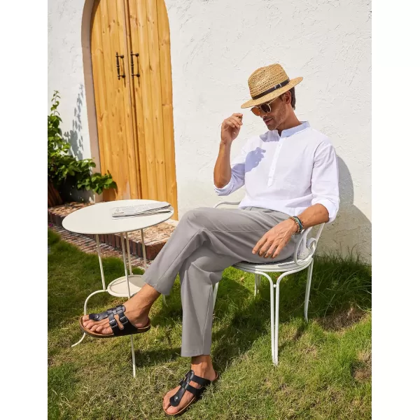 COOFANDY Mens Linen Casual Pants Elastic Waist Drawstring Trousers Yoga Beach Summer Pants