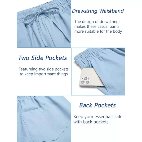 COOFANDY Mens Linen Casual Pants Elastic Waist Drawstring Trousers Yoga Beach Summer Pants