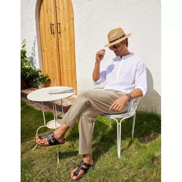 COOFANDY Mens Linen Casual Pants Elastic Waist Drawstring Trousers Yoga Beach Summer Pants