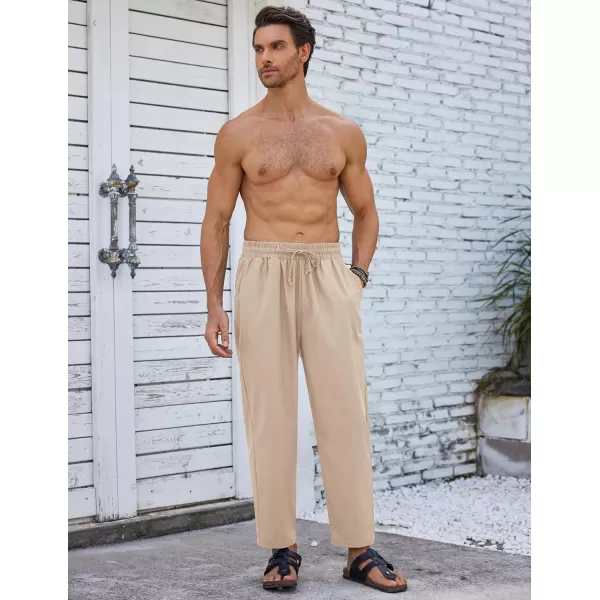 COOFANDY Mens Linen Casual Pants Elastic Waist Drawstring Trousers Yoga Beach Summer Pants