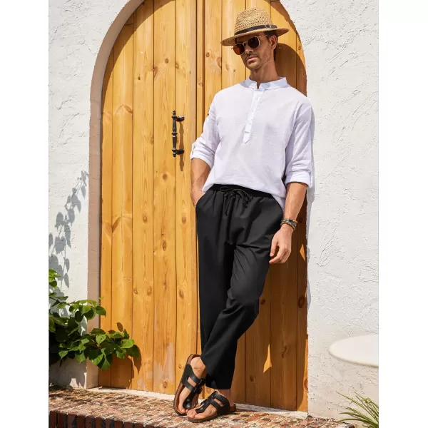 COOFANDY Mens Linen Casual Pants Elastic Waist Drawstring Trousers Yoga Beach Summer Pants