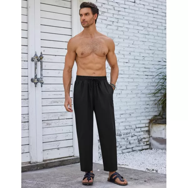 COOFANDY Mens Linen Casual Pants Elastic Waist Drawstring Trousers Yoga Beach Summer Pants