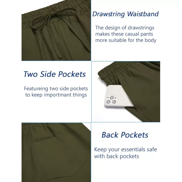 COOFANDY Mens Linen Casual Pants Elastic Waist Drawstring Trousers Yoga Beach Summer Pants