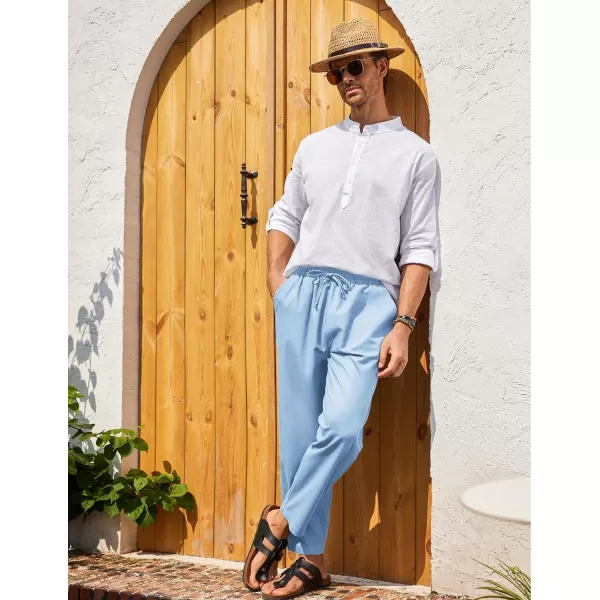 COOFANDY Mens Linen Casual Pants Elastic Waist Drawstring Trousers Yoga Beach Summer Pants