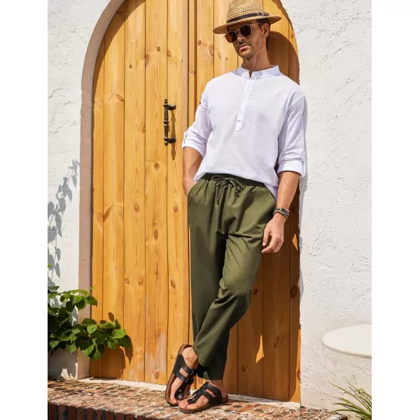 COOFANDY Mens Linen Casual Pants Elastic Waist Drawstring Trousers Yoga Beach Summer Pants