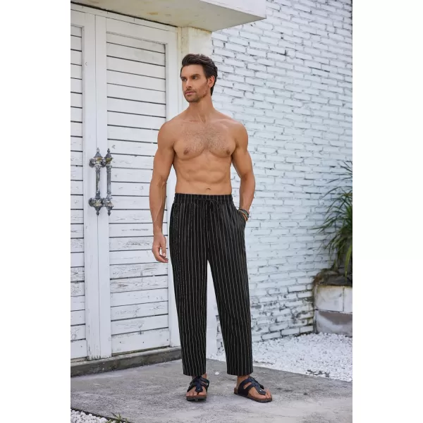 COOFANDY Mens Linen Casual Pants Elastic Waist Drawstring Trousers Yoga Beach Summer Pants)