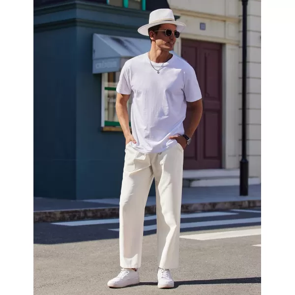 COOFANDY Mens Linen Casual Pants Lightweight Drawstring Beach Pants Elastic Waist Yoga Summer Trousers