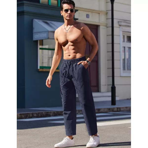 COOFANDY Mens Linen Casual Pants Lightweight Drawstring Beach Pants Elastic Waist Yoga Summer Trousers