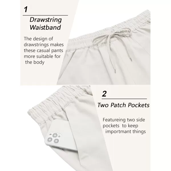 COOFANDY Mens Linen Casual Pants Lightweight Drawstring Beach Pants Elastic Waist Yoga Summer Trousers