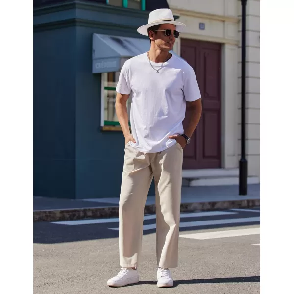 COOFANDY Mens Linen Casual Pants Lightweight Drawstring Beach Pants Elastic Waist Yoga Summer Trousers