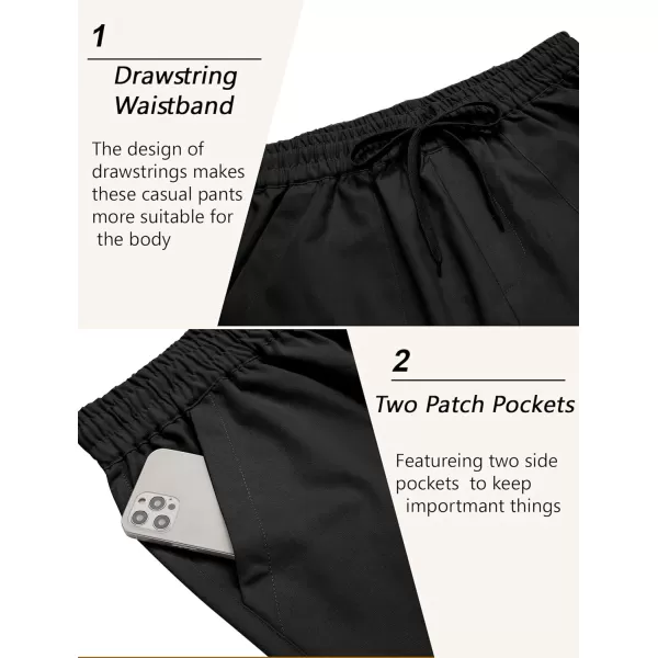 COOFANDY Mens Linen Casual Pants Lightweight Drawstring Beach Pants Elastic Waist Yoga Summer Trousers