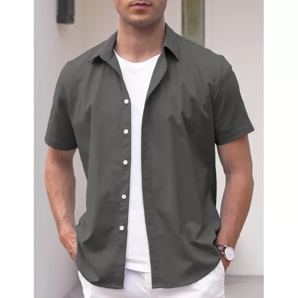 COOFANDY Men's Linen Casual Short Sleeve Shirts Button Down Summer Beach Shirt