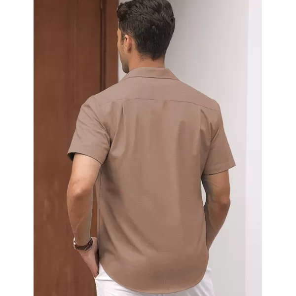 COOFANDY Men's Linen Casual Short Sleeve Shirts Button Down Summer Beach Shirt