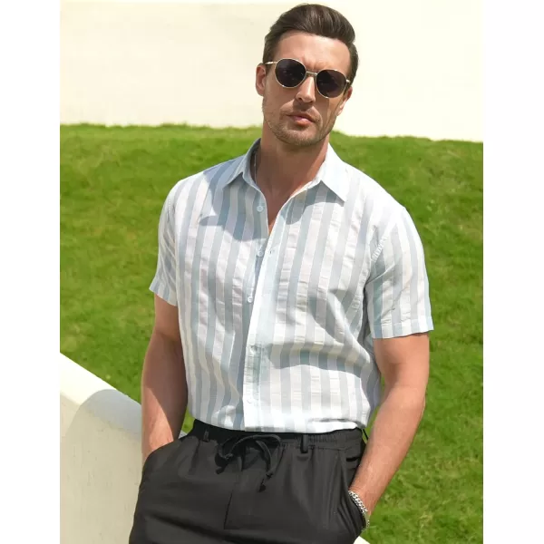 COOFANDY Men's Linen Casual Short Sleeve Shirts Button Down Summer Beach Shirt