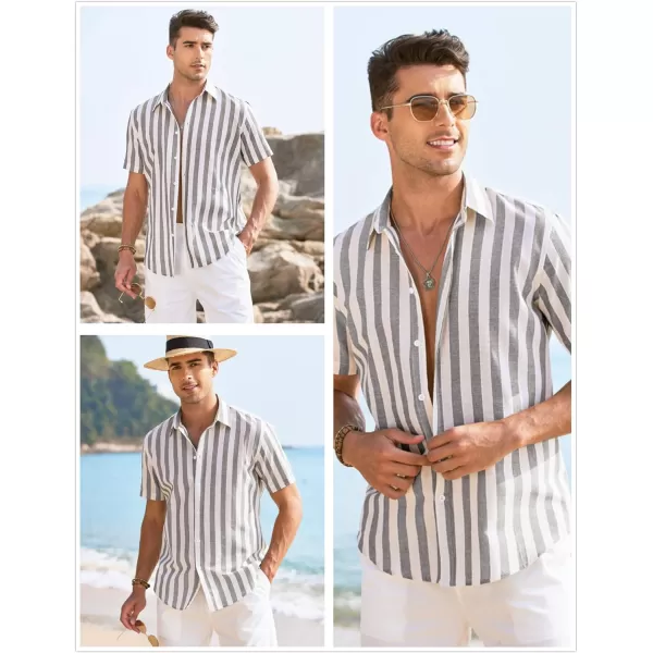 COOFANDY Men's Linen Casual Short Sleeve Shirts Button Down Summer Beach Shirt