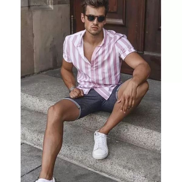COOFANDY Men's Linen Casual Short Sleeve Shirts Button Down Summer Beach Shirt