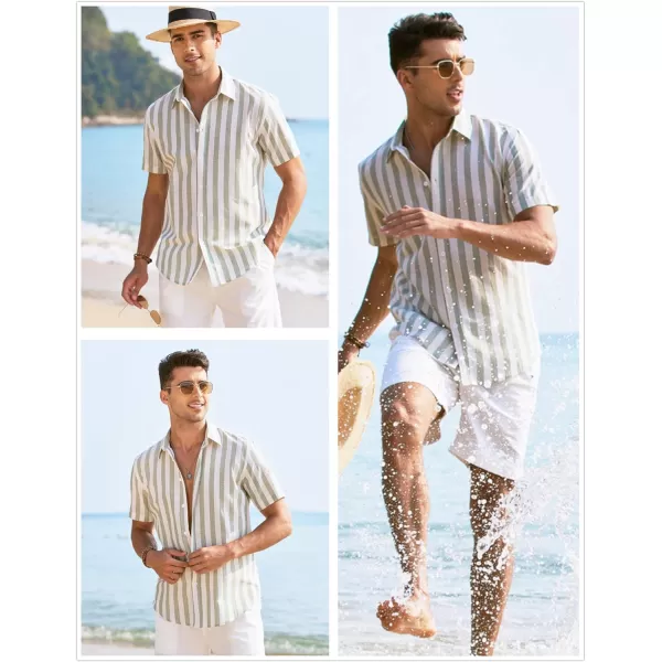 COOFANDY Men's Linen Casual Short Sleeve Shirts Button Down Summer Beach Shirt