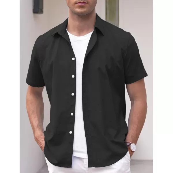 COOFANDY Men's Linen Casual Short Sleeve Shirts Button Down Summer Beach Shirt
