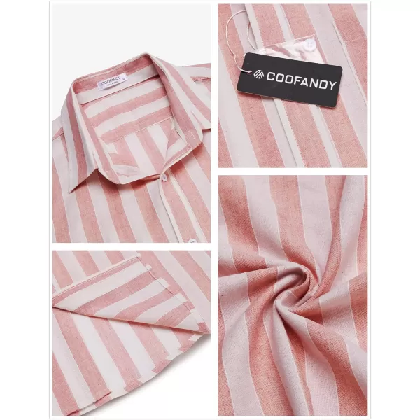 COOFANDY Men's Linen Casual Short Sleeve Shirts Button Down Summer Beach Shirt