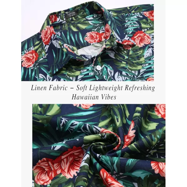 COOFANDY Men's Linen Casual Short Sleeve Shirts Button Down Summer Beach Shirt