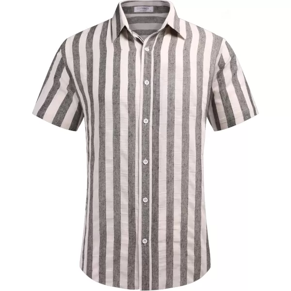 COOFANDY Men's Linen Casual Short Sleeve Shirts Button Down Summer Beach Shirt