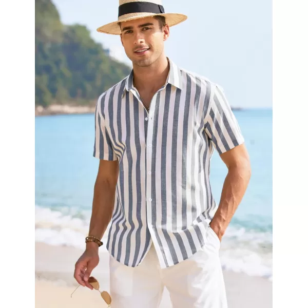 COOFANDY Men's Linen Casual Short Sleeve Shirts Button Down Summer Beach Shirt