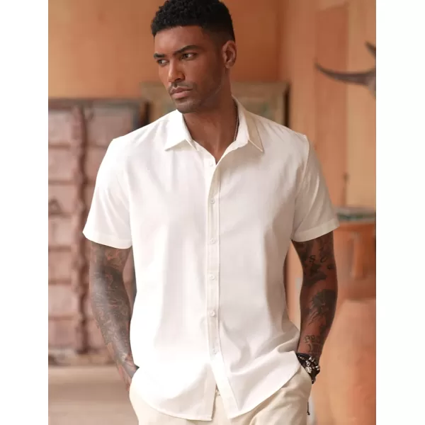COOFANDY Men's Linen Casual Short Sleeve Shirts Button Down Summer Beach Shirt