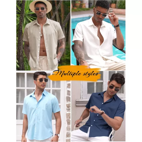 COOFANDY Men's Linen Casual Short Sleeve Shirts Button Down Summer Beach Shirt