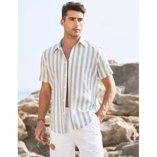 COOFANDY Men's Linen Casual Short Sleeve Shirts Button Down Summer Beach Shirt