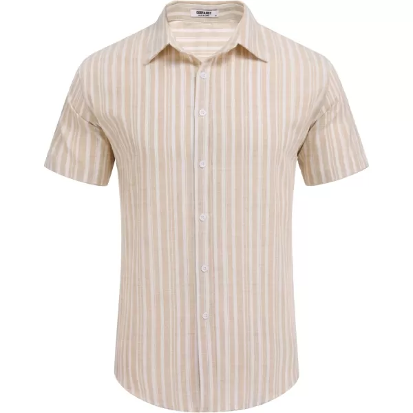 COOFANDY Men's Linen Casual Short Sleeve Shirts Button Down Summer Beach Shirt