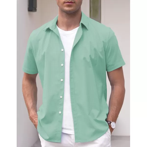 COOFANDY Men's Linen Casual Short Sleeve Shirts Button Down Summer Beach Shirt