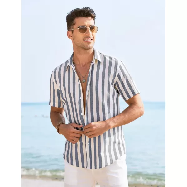 COOFANDY Men's Linen Casual Short Sleeve Shirts Button Down Summer Beach Shirt