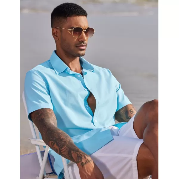 COOFANDY Men's Linen Casual Short Sleeve Shirts Button Down Summer Beach Shirt