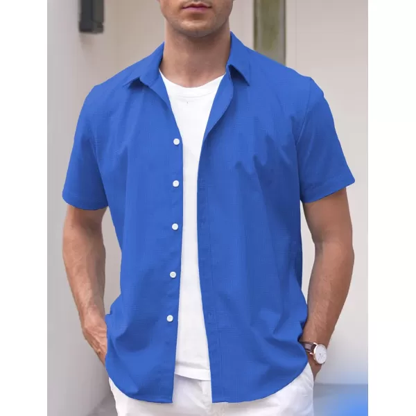 COOFANDY Men's Linen Casual Short Sleeve Shirts Button Down Summer Beach Shirt