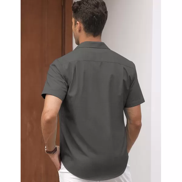 COOFANDY Men's Linen Casual Short Sleeve Shirts Button Down Summer Beach Shirt